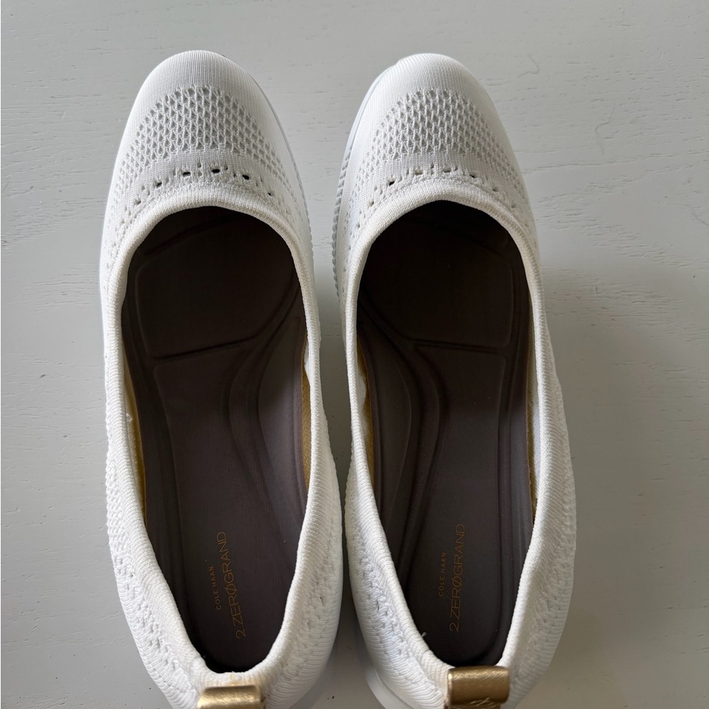 Cole Haan White Knit Slip-On Loafers